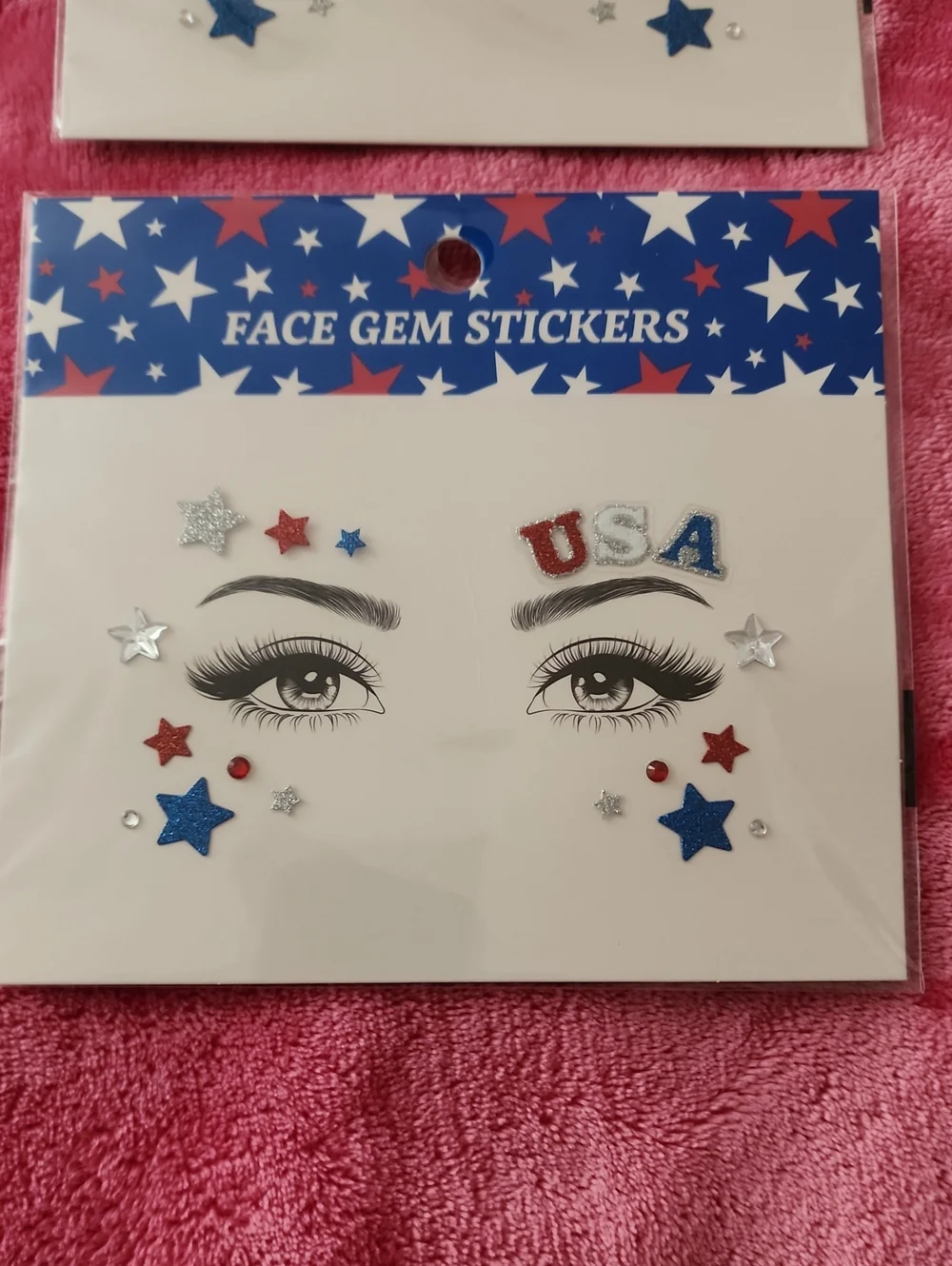 Nwt/USA Face Gem Stickers & Glitter Tattoos - Red❤️ Blue 💙White🤍 Party Pack